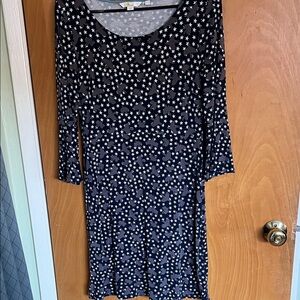 Boden Navy Star Pattern Long Sleeve Dress